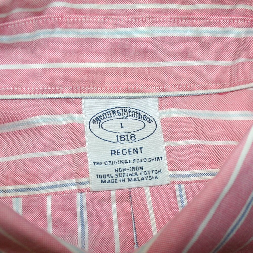 Brooks Brothers Regent Long Sleeve Pink/Stripe Shirt Size Large - Picture 2 of 11